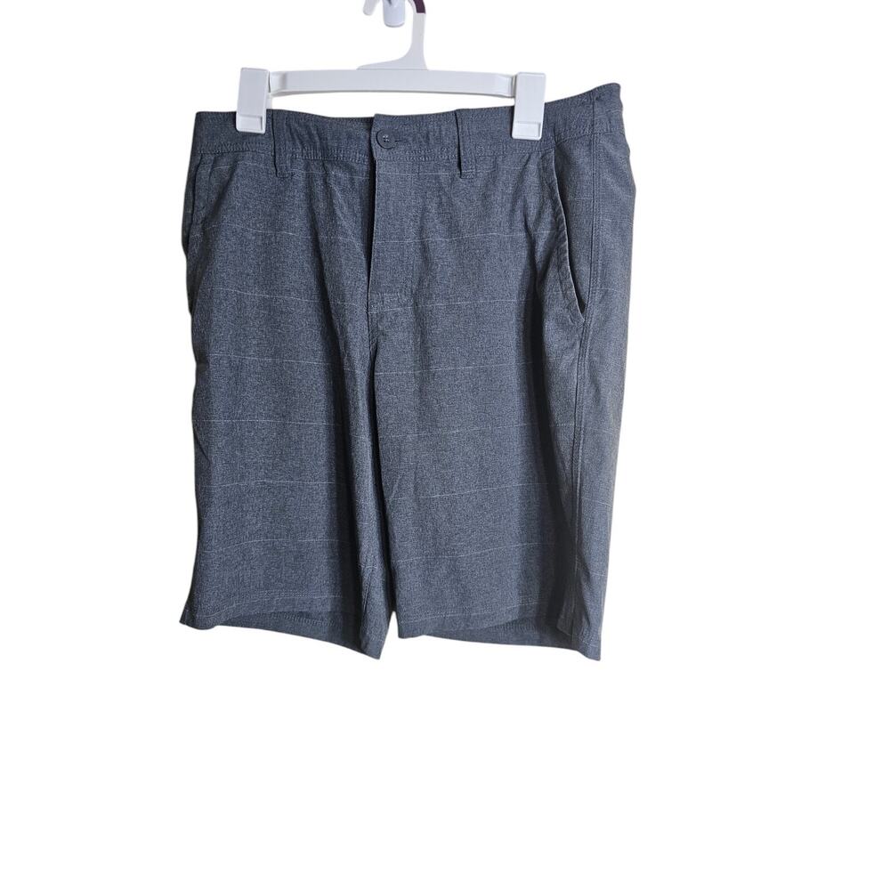 Hang Ten Short Men's Size 32 Gray Flat Front Slash Pocket Drawstring Striped